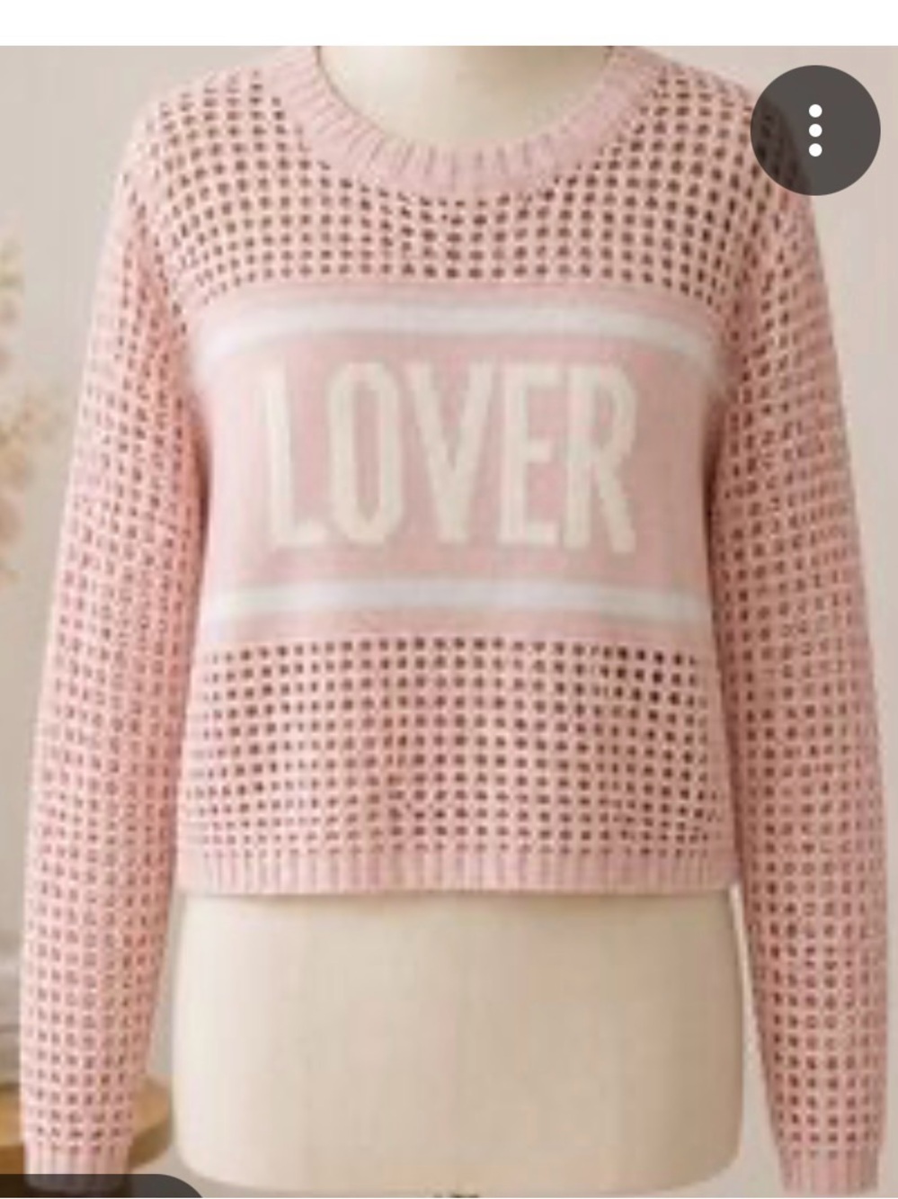 Hooked Up by IOT Pink 'LOVER' Open-Knit Crop Sweater